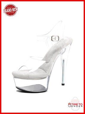 Clear Platform High Heels Ankle-Strap Stiletto Sandals Pole Dance Shoes